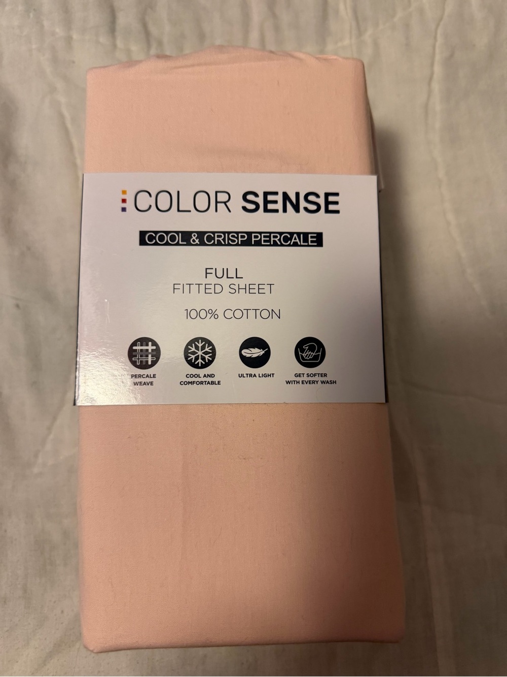 Full Percale Fitted Sheet - Pale Pink